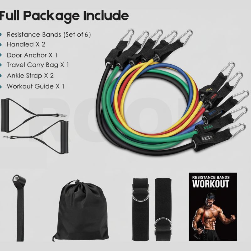 Resistance Bands & Tubes | Full Body Workout, Strength Training, Rehab & Home Fitness Exercise Bands – Light to Heavy Portable Gym Set